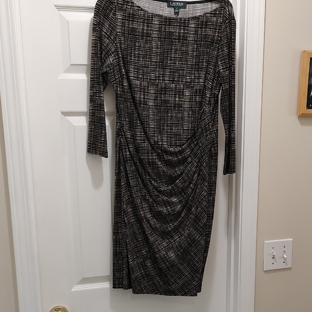 Ralph Lauren Knee Length Dress,Black And White Pattern